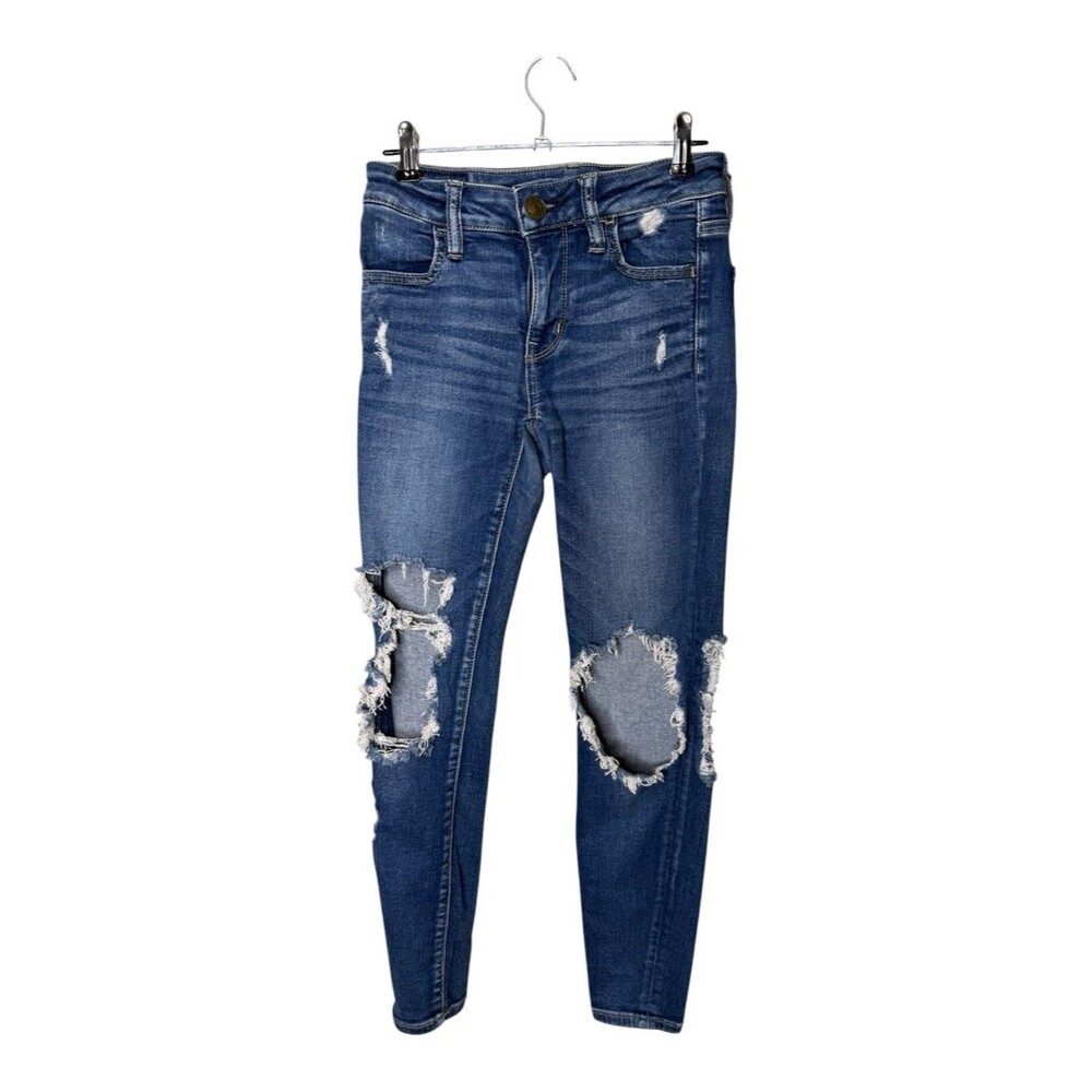 American Eagle Medium Wash Size 0 Short Ripped Jegging Jeans